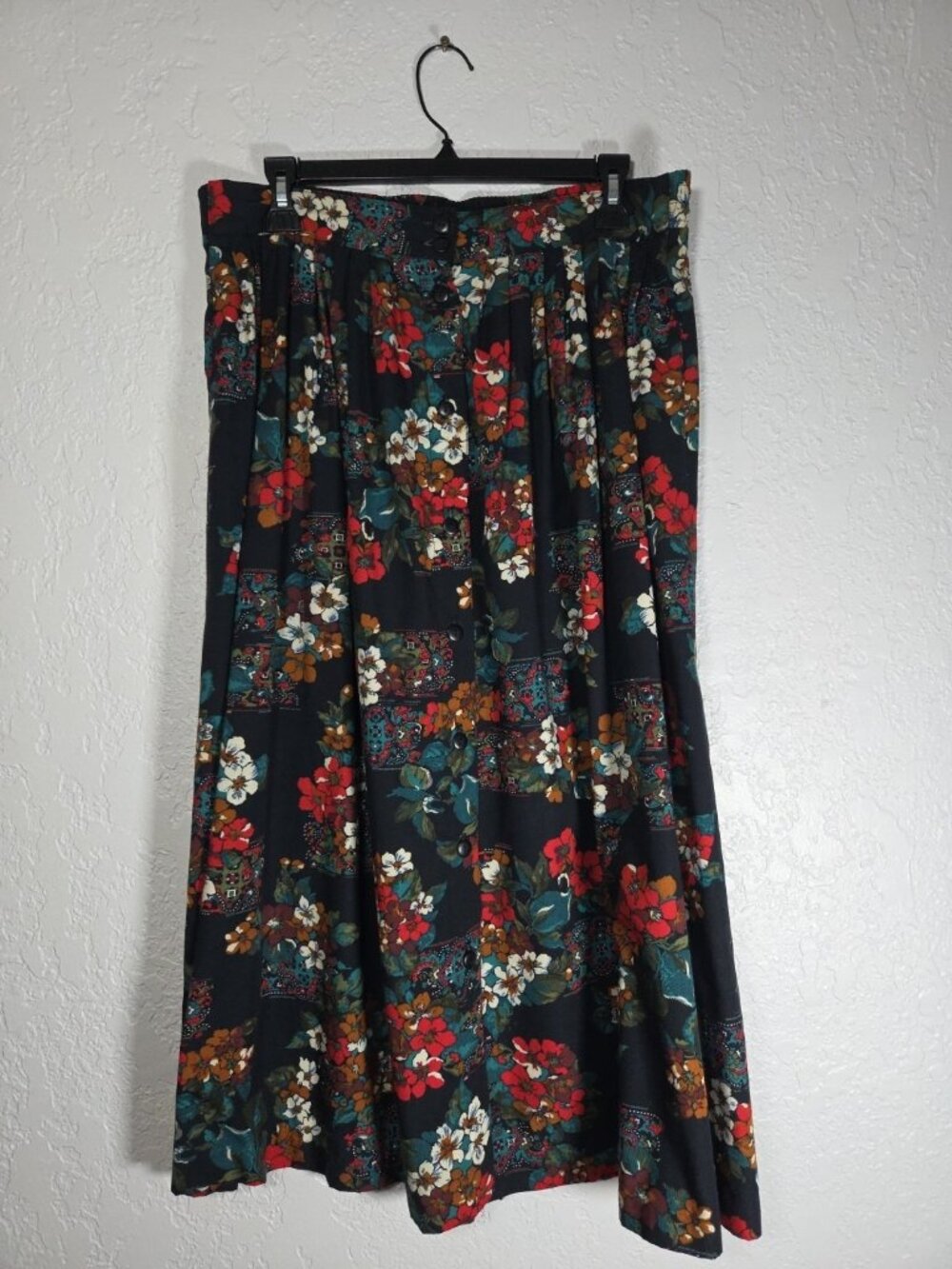 Vintage 90s Penbrooke Lane Womens Skirt Size 12 Floral Design Button USA